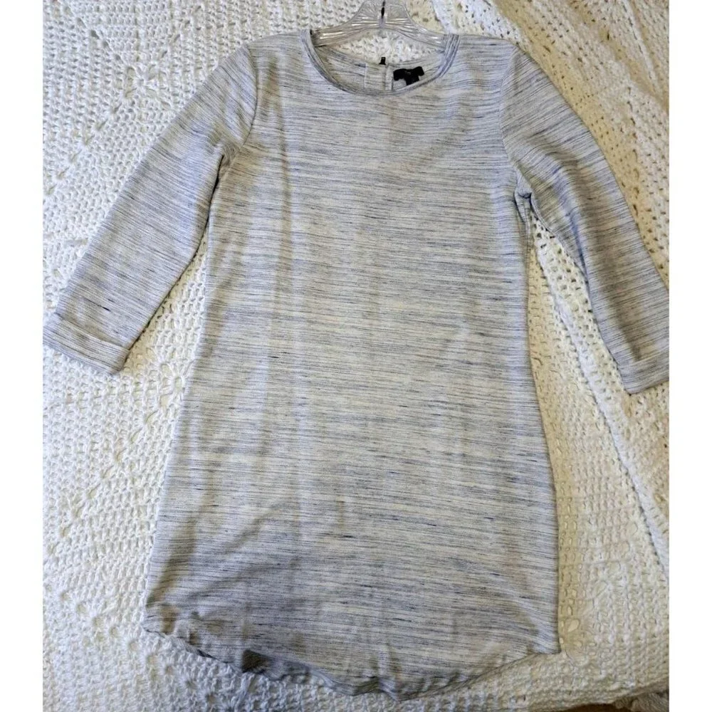 GAP Outlet Women's S Blue Marled Long Sleeve Back Zip Round Neck Dress